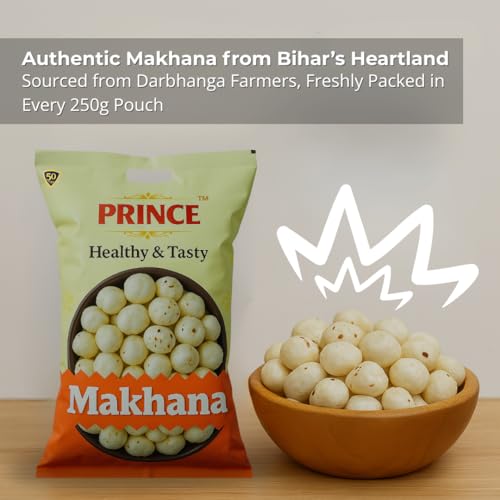 Image of VinodRatna Prince Makhana, 250 g, Fit for Fasting | Foxnuts, Lotus Puffs | Rich in Calcium, Maintains Weight, Healthy Snacks