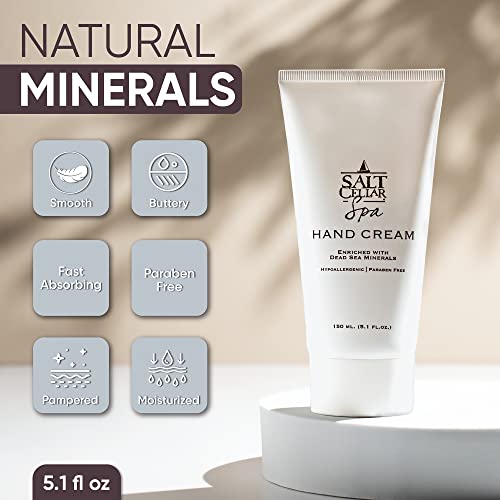 Salt Cellar Spa Dead Sea Mineral Hand Cream, Moisturizer Lotion For Dry, Cracked Skin Enriched With Glycerin, Olive Oil, Paraben Free, Fast Absorbing, 5.1 Fl Oz (150 Ml) #TOP4