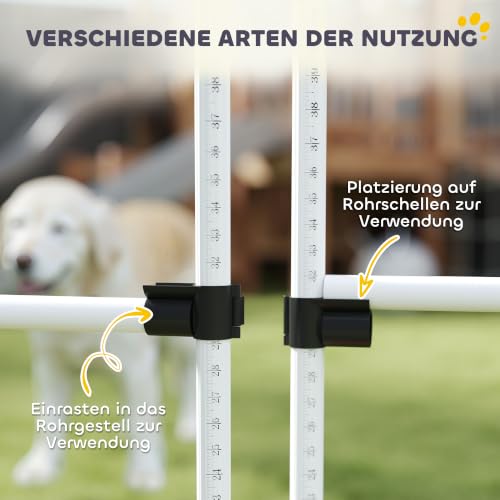 PawHut Agility Hürdenset Slalom Stangen Hunde Training Set 4 x Hürden, Kunststoff, Weiß, 95x65x95cm