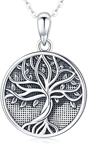 Tree-of-Life-Necklace for Women, Silver-Jewellery-Pendant for Mom Wife Girlfriend Girls Daughter