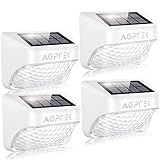 AGPTEK Solar Fence Lights Outdoor Decorative Deck Lights Waterproof 2 Color Modes Warm White/Cool White Lighting for Fence, Garden, Walkway, Courtyard, 4 Packs