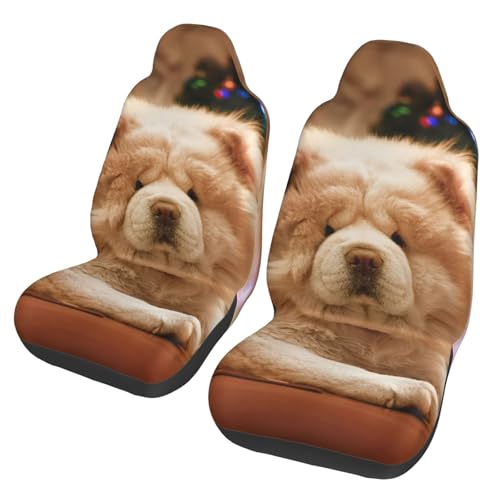 Funda universal para asiento de coche con diseño de perros Chow Chow blancos