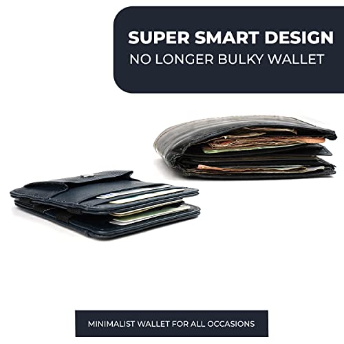 Leather Magic Wallets for men - Super Slim Mens Leather Wallets with Coin Pocket and Front ID Card Pocket- Light Weight Mens Wallets Leather Made (Navy)4