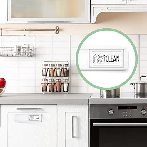 Stylish Clean Dirty Dishwasher Magnet Sign - Ideal Signs for Any Home or Office Kitchen Nice Decor - Double-Sided Adhesives Included for Non-Magnetic Dishwashers, Laundry or Washing Machine