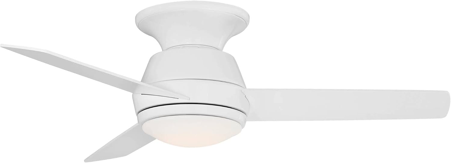 Casa Vieja 44" Marbella Breeze Modern Indoor Hugger Ceiling Fan with Dimmable LED Light Remote Control White Opal Glass for Living Kitchen House Bedroom Family Dining Home Office Room