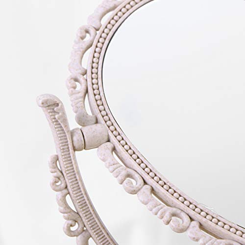 Heallily Heart Shaped Mirror Vanity Hear Shape Double Sided Magnifying Makeup Mirror Tabletop Makeup Mirror Vanity Mirror Cosmetic Mirror With 360 Degree Rotation (Beige) Vanity Mirror Magnifying #TOP4