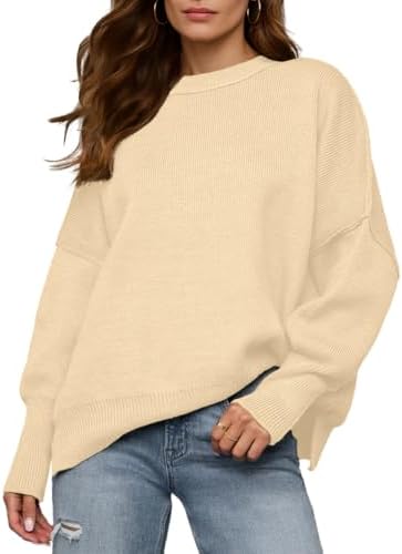Womens Crewneck Batwing Long Sleeve Sweaters Fall 2025 Oversized ...