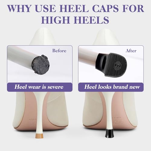 Image of 12Pairs Heel Caps for High Heels, S Size 1.2 * 1.2cm U Shape Heel Caps, Non-Slip High Heels Replacement Tips for Wedding, Grass Outdoor Events