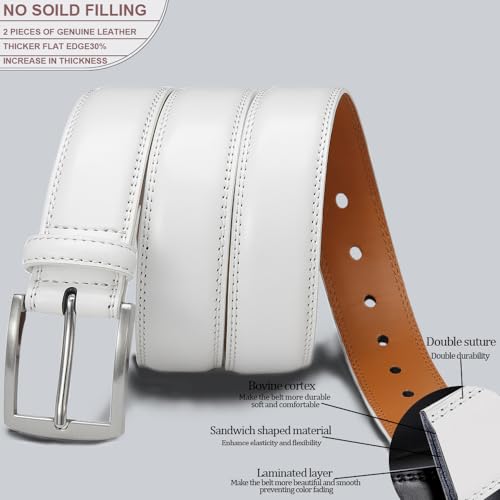 Image of DOOPAI Mens Dress Belt - Genuine Leather Dress Belts For Men,Casual Suit Jeans Belt-Single Prong Buckle black belt
