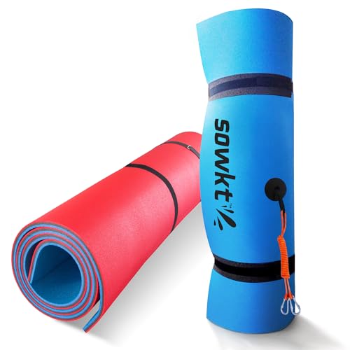SOWKT 18 x 6 Feet Lily Pad Schwimmende Matte - Extra große schwimmende Matte für See und Bootfahren - Giant schwimmende Wasser-Pad für See | Lilly Pad schwimmende Wassermatte (Blau/Schwarz/Rot)