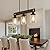 Farmhouse Dining Room Light Fixture, 3-Light Wood Kitchen Island Lighting for Dining Room Over Table, Black Adjustable Pendant Light with Clear Glass Shades, Linear Chandeliers Lighting for Kitchen