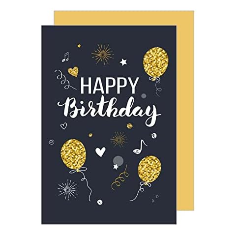 Tarjeta de cumpleaños de primera calidad con repujado en oro fino y sobre Cover
