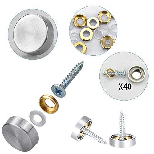Mirror Screws with Decorative Cap Cover Nails for Tables Bath Plates, Wardrobes, Glass Signs, Stainless Steel, Brass - Image 3