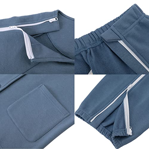 Yosiniso Bedridden Patient Clothing, Fleece Lining Double Slider Zipper Cotton Disability Clothing For Post Surgery Elderly Fracture Hospital Gowns For Men #TOP5