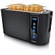 Arendo – Edelstahl Toaster Langschlitz 4 Scheiben – Touchscreen – Doppelwandgehäuse – 1500 W – Integrierter Brötchenaufsatz – 7 Bräunungsgrade – Brotzentrierung – Restzeitanzeige – Memoryfunktion