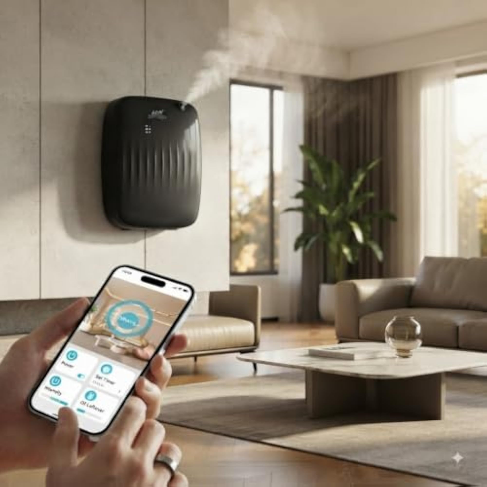 400ml Smart App Controlled Essential Oil Scent Diffuser Machine, Black