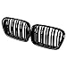 TOOWGM Calandre avant noire brillante en ABS Dual Line compatible avec BMW E39 5-Series 525 528 1995–2004 Grille pare-chocs avant (Noir)