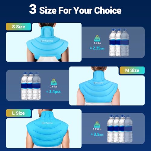 Image of Comfytemp Large Ice Pack for Neck Shoulders Upper Back Pain Relief with Straps, Reusable Gel Ice Wrap Hot Cold Compress Therapy Recovery for Upper Back, Rotator Cuff (Medium, Light Blue)