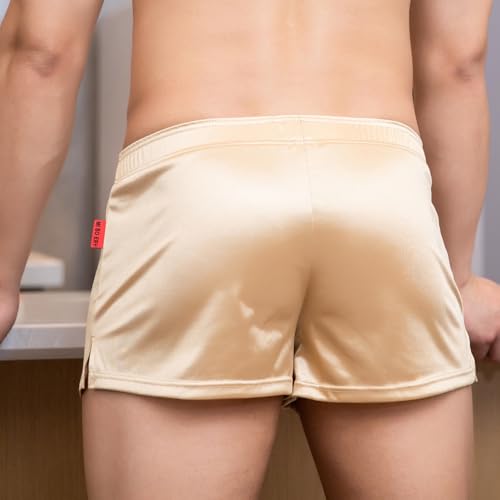 TAPUU Mens Satin Boxer Shorts Ice Silk Pajamas Boxers with Ling Pouch3