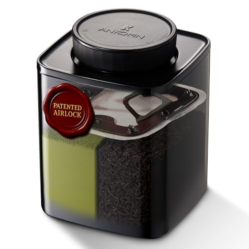 TeaVault Opaque Airtight Matcha Container – Loose Leaf Tea Storage Canister & Organizer for Freshness, Aroma & Flavor. Premium Storage for Matcha Powder, Tea Bags, Chai & Green Tea- 0.6 qt