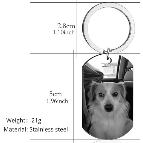 Eletizy Personalisieren Sie den Edelstahl-Schlüsselanhänger mit Fototext, Hochwertiger Edelstahl Dog Tag–Vatertags, Valentinstag, Weihnachten, DIY Gravieren und Drucken Schlüsselring