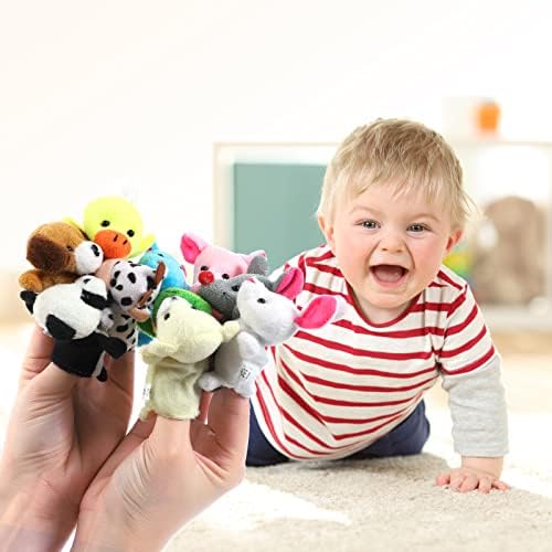 Finger Puppets, BILLMOSS 10 Pcs Animals Plush Hand Puppet for Child Story Time, Instructional Storytelling Props for Children 8