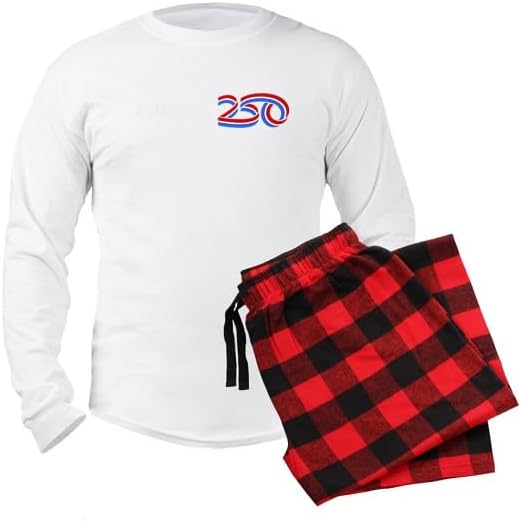 CafePress America250: White Horizontal Logo Men's Dark Long Sleeve Pajamas