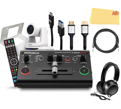 Image of Roland PTZ-1G-V02 PTZ Single White Camera Bundle with Headphones, Instrument Cable, and Austin Bazaar Polishing Cloth
