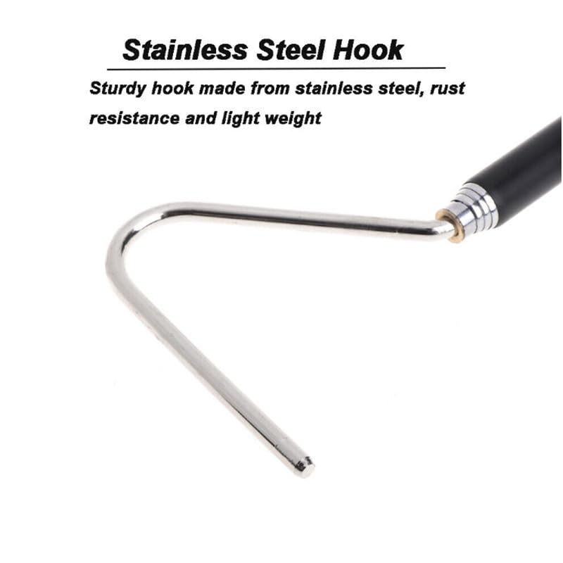 Image of 1 Pack Extensible Snake Hook - 26 Inch Stainless Steel Reptile Hook with Non Slip Rubber Handle - Pet Snake Accessories Pick-Up Handling Tool - Pool Skimmer Basket Hook (1 Pack 26 Inch)