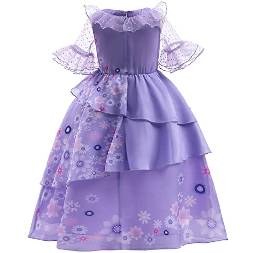 Image of Encanto Dress Costume for Girls Mirabel Dress Up for Kids Toddler Isabella Halloween Costume Outfits Cosplay