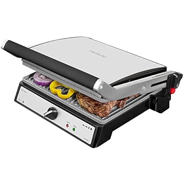 Cecotec Grill elektryczny Rock'nGrill 2400 UltraRapid 2400W, z powłoką kamienną RockStone, otwarciem 180º i pływającą płytą górną.