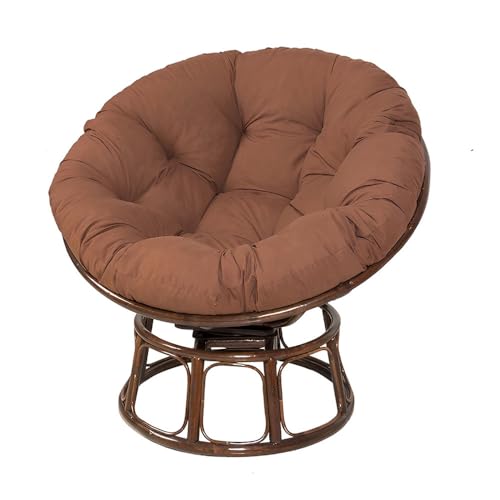 Surwin Papasan Chair Cushions, Thick Round Chair Cushions Hammocks Swing Pads, Papasan Round Chair Cushions with Fixing Straps, Indoor Egg Chair Cushion (60x60cm,Coffee) โ image 1