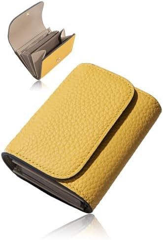 （03:00時点） [GRAV] 財布 レディース 本革 ミニ財布 コンパクト【もう、かさばる財布は卒業】【驚きの収納力×大人かわいいバイカラー7色】｜柔らか本革｜タッチ決済可｜お札を折らない レディース財布 じゃばらミニ財布 バイカラー 女性 可愛い ギフト じゃばら 大容量 薄型 蛇腹 小さい さいふ ladies wallet（イエロー×グレージュ）