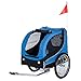PawHut Remolque Bicicleta Perros Mascota 1 Bandera 6 Reflectores Remolque Bici Azul Negro