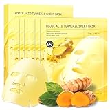 6 Sheet Masks Kojic Acid Turmeric Face Mask Even Skin Tone, Elasticity, Radiant, Moisturizing, Hydrating Face Masks for Dull Skin Facial Mask Controlling Oil and Refining Pores Facemask Skincare