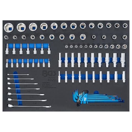 BGS 4020 | Werkstattwageneinlage 3/3: Steckschlüssel / Maul-Ringschlüssel | Zollgrößen | 90-tlg.