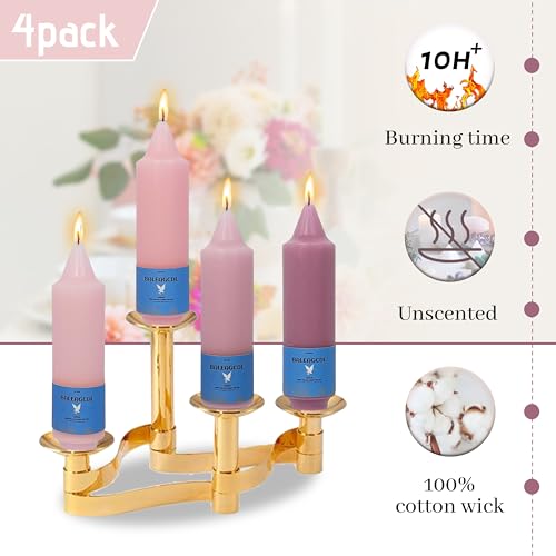 Image of Handmade Unscented Taper Candles Slow Burn Gradient Pink Candles 5 Inch Short Dinner Candle Sticks Smokeless Wax Candles Unique Design for Weddings Holiday Gift Home Decoration
