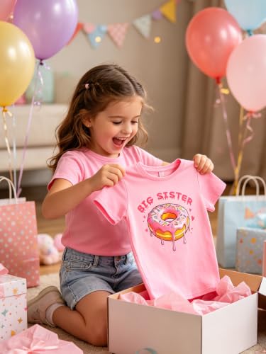 Image of Funnycokid Big Sister Shirts for Girls Pregnancy Announcement Toddler Promoted to T-Shirt 1-7 Years