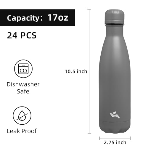 Image of Konokyo 24 Pack 17 oz Insulated Stainless Steel Water Bottle