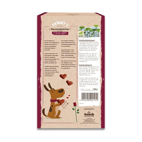 Sammy´s Herzensbrecher | Fein gebackene Snacks für Hunde | Schonend im Ofen gebacken | Mit Rote Bete & Löwenzahn | Reich an Geflügel | ohne Zuckerzusatz | Trainingssnack | 1 x 800 g