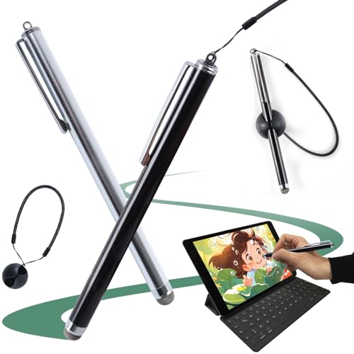 2 Pcs Stylet Tablette Universel pour Écrans Tactiles, Stylet Pencil Compatible avec Android/iOS/Smartphone/Tablettes, Stylo Tactile avec Support Fil à...
