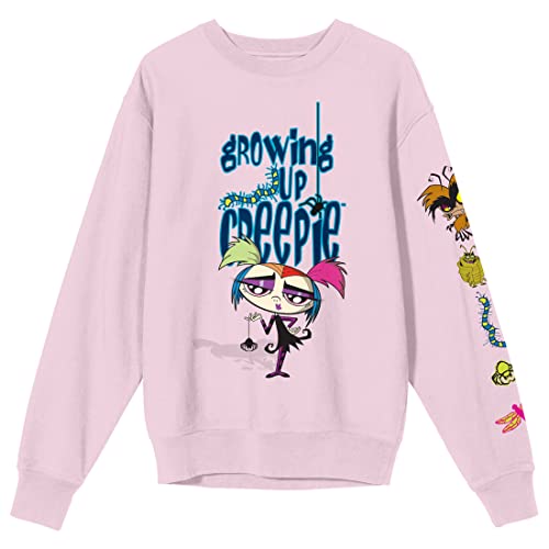 Bioworld Growing Up Creepie Character Art With Logo Crew Neck Long Sleeve Cradle Pink Adult Sweatshirt