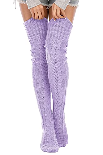 Image of Leoparts Women's Cable Knitted Thigh High Boot Socks Extra Long Winter Stockings Over Knee Leg Warmers