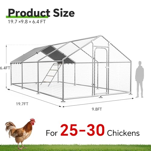 Image of 19.8x9.7 FT Extra Large Metal Chicken Coop, Walk-in Poultry Run