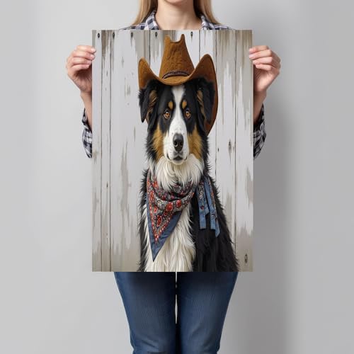 Cuadros de perro pastor de campo, pintura al óleo marrón sobre lienzo de 60x90cm 5
