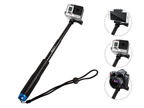 ProsPole Extendable Pole an Aluminium Telescopic Monopod Extension & Adjustable Selfie Stick for Gopro Hero 4 Session Black Silver Hero 2 3 3+ 4 and Other Action Cameras (Blue 37