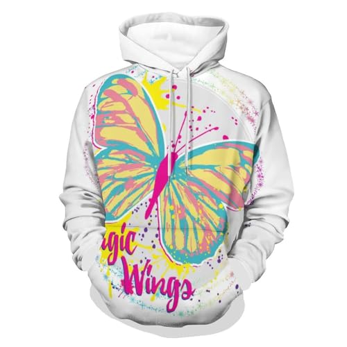 Hoodie Papillon Magique UMENG Unisexe S | Sweat à Capuche Manches Longues