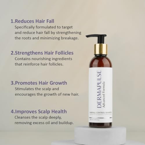 Image of Dermapulse Hairfall Control Shampoo, 200ml | with Fenugreek Extract | Zinc | Nigella Sativa