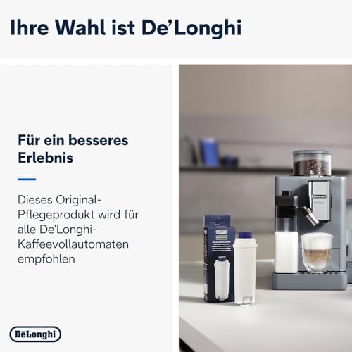 Foto von De'Longhi Original Wasserfilter DLSC002 - Zubehör für De'Longhi Kaffeevollautomaten mit Wasserfilter,Pflege und Schutz der Maschine,optimiert die Kaffeequalität und schützt vor Kalk,‎0.5 L,Weiß,1 Pack