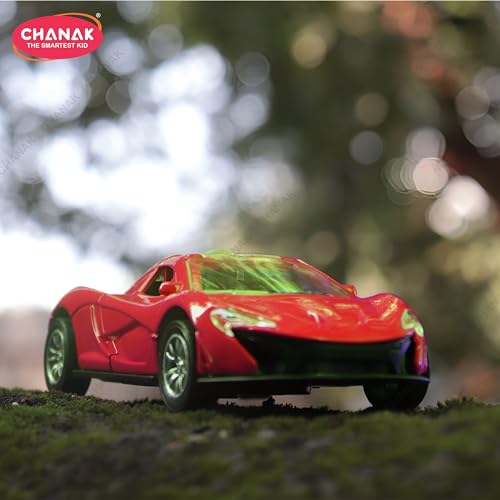 Image of Chanak Die Cast Car for Kids Alloy Metal Pull Back Car Toy Car Toy Vehicle with Openable Doors & LED Lights Cars for Kids Collectible Toy Vehicle Gift for Kids Boys Girls BIS Approved (Red)